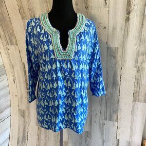 CLEARANCE! Vineyard Vines Women's Size Medium Lucaya Tunic Top 3/4 Sleeve Blouse